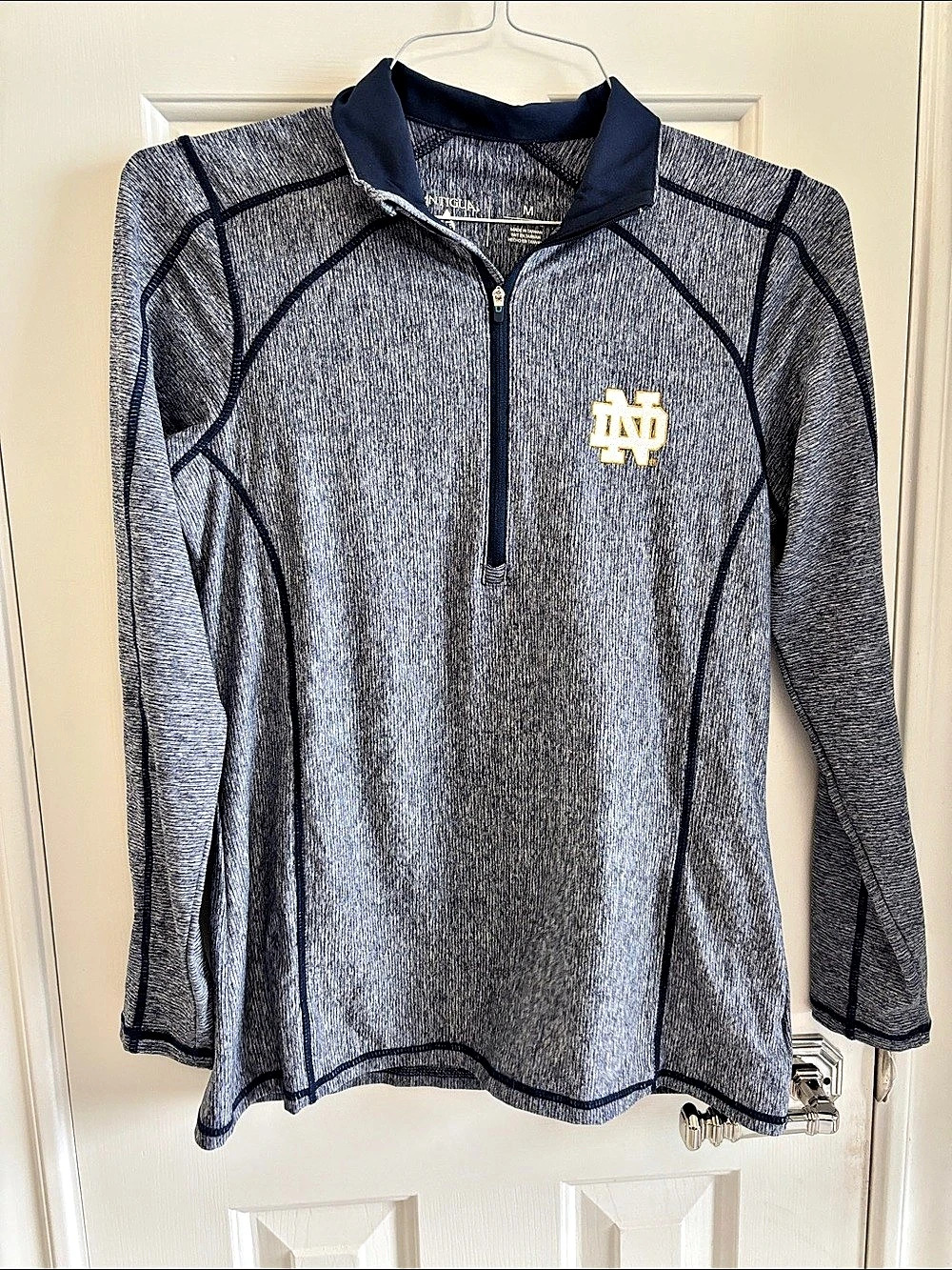 Antigua Notre Dame quarter-zip pullover Gray Navy Quarter-Zip Size